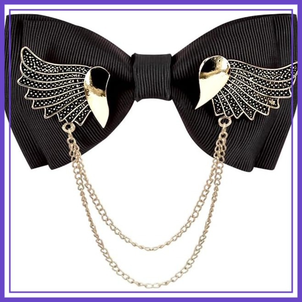 Bow Tie Pre Tied - Vintage Bow Ties with Gold Metal
