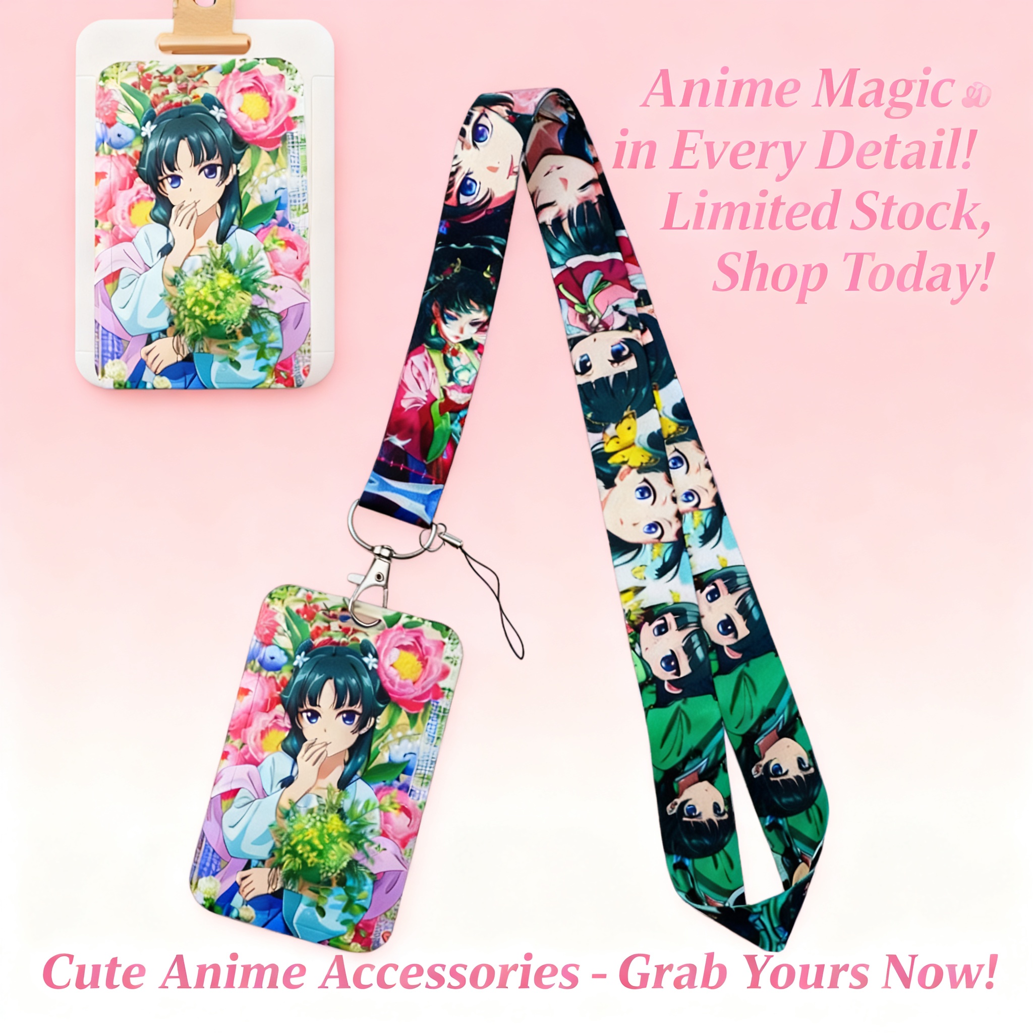 Lanyard Badge Holder - Cute Anime Girl Lanyard Neck Strap