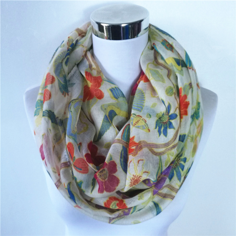 New Magpie Bird print Viscose  - Infinity Scarf Knit incelemesi ve fiyatı
