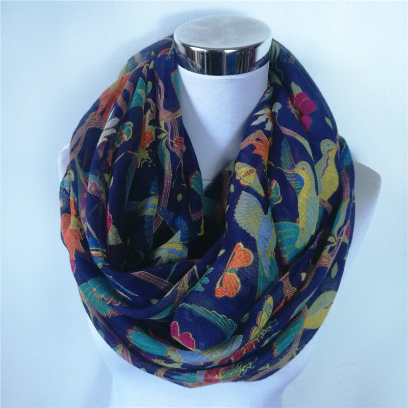 New Magpie Bird print Viscose  - Infinity Scarf Knit incelemesi ve fiyatı
