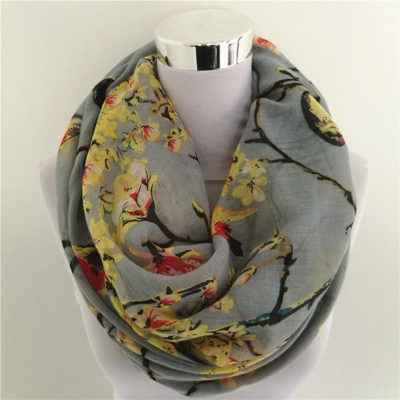 New Magpie Bird print Viscose  - Infinity Scarf Knit incelemesi ve fiyatı