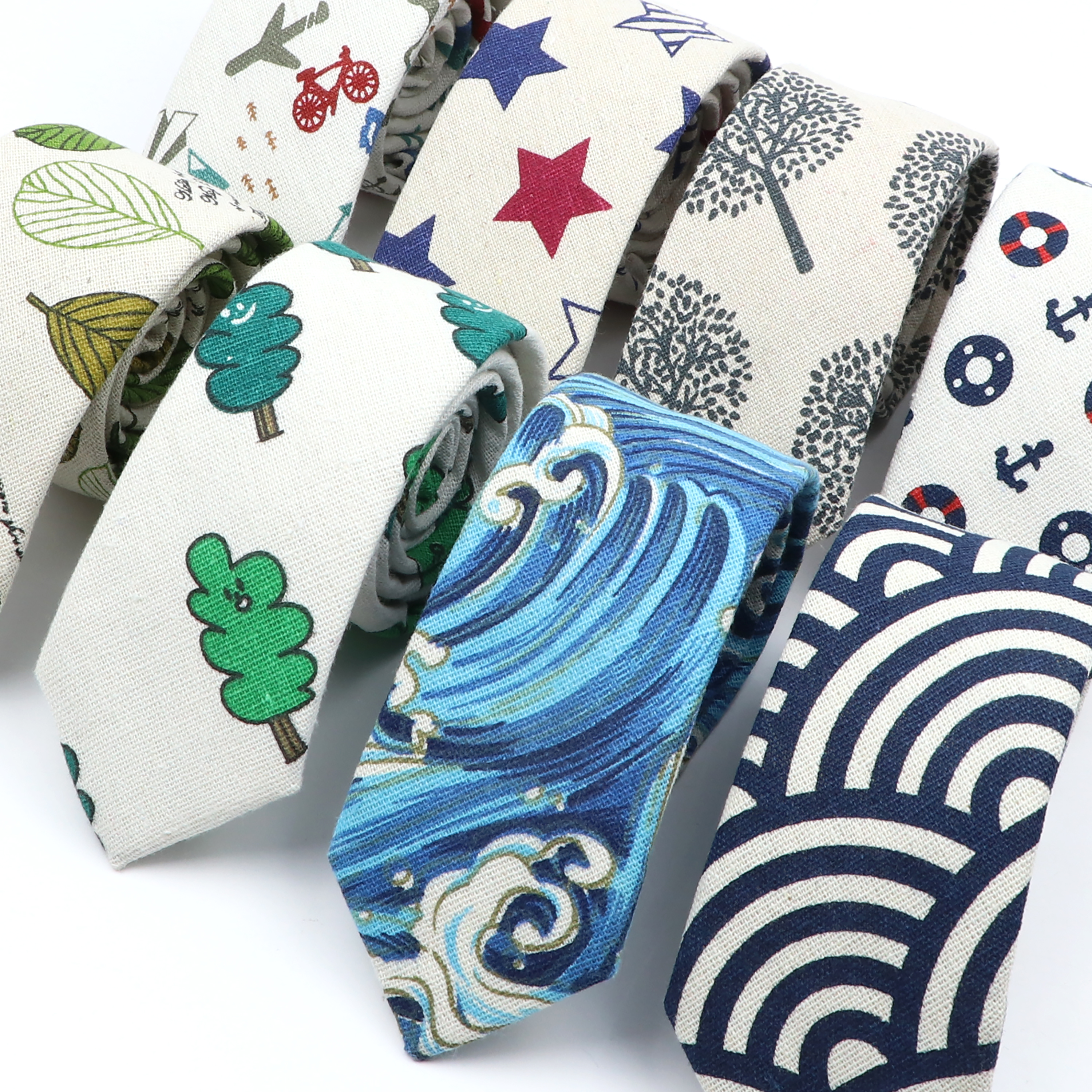 Novelty Cartoon Linen Tie For  - Skinny Tie Men incelemesi ve fiyatı