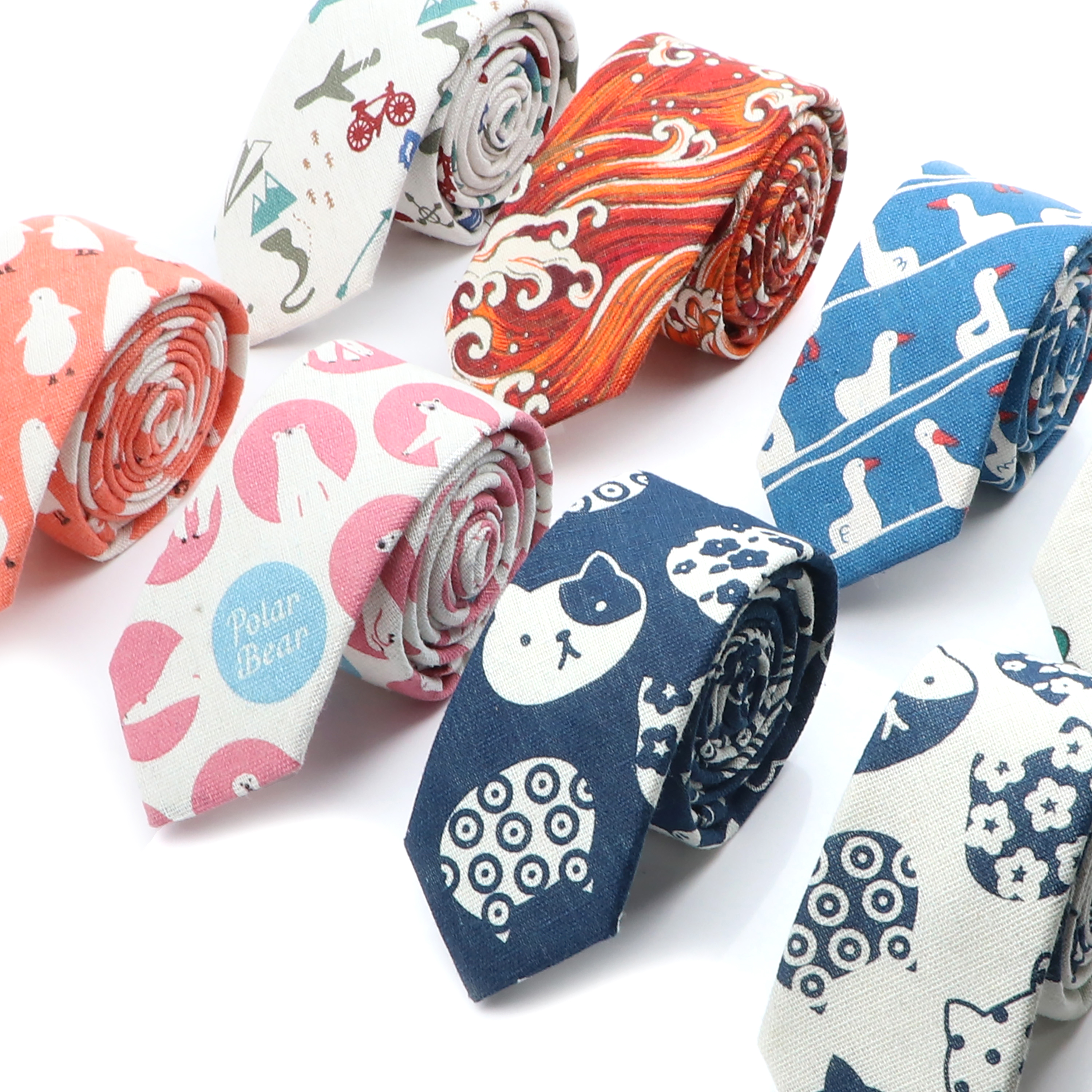 Novelty Cartoon Linen Tie For  - Skinny Tie Men incelemesi ve fiyatı