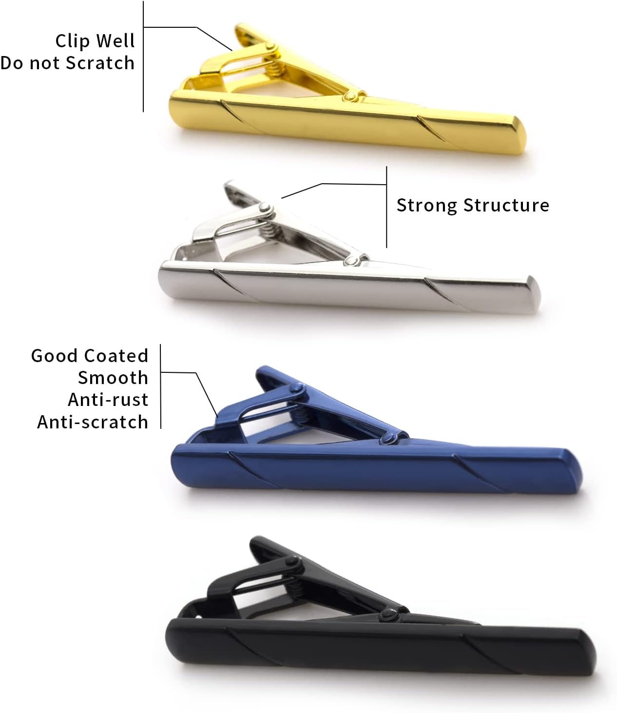 4Pcs Tie Clips for Men with Gi - Tie Clip Silver incelemesi ve fiyatı