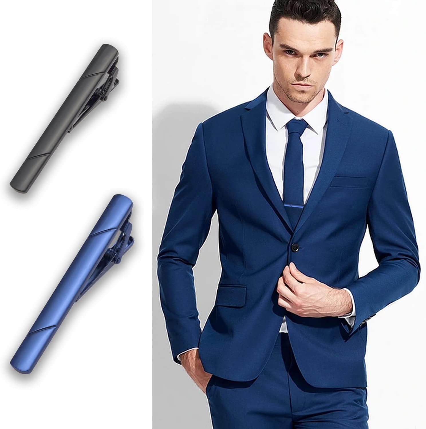 4Pcs Tie Clips for Men with Gi - Tie Clip Silver incelemesi ve fiyatı