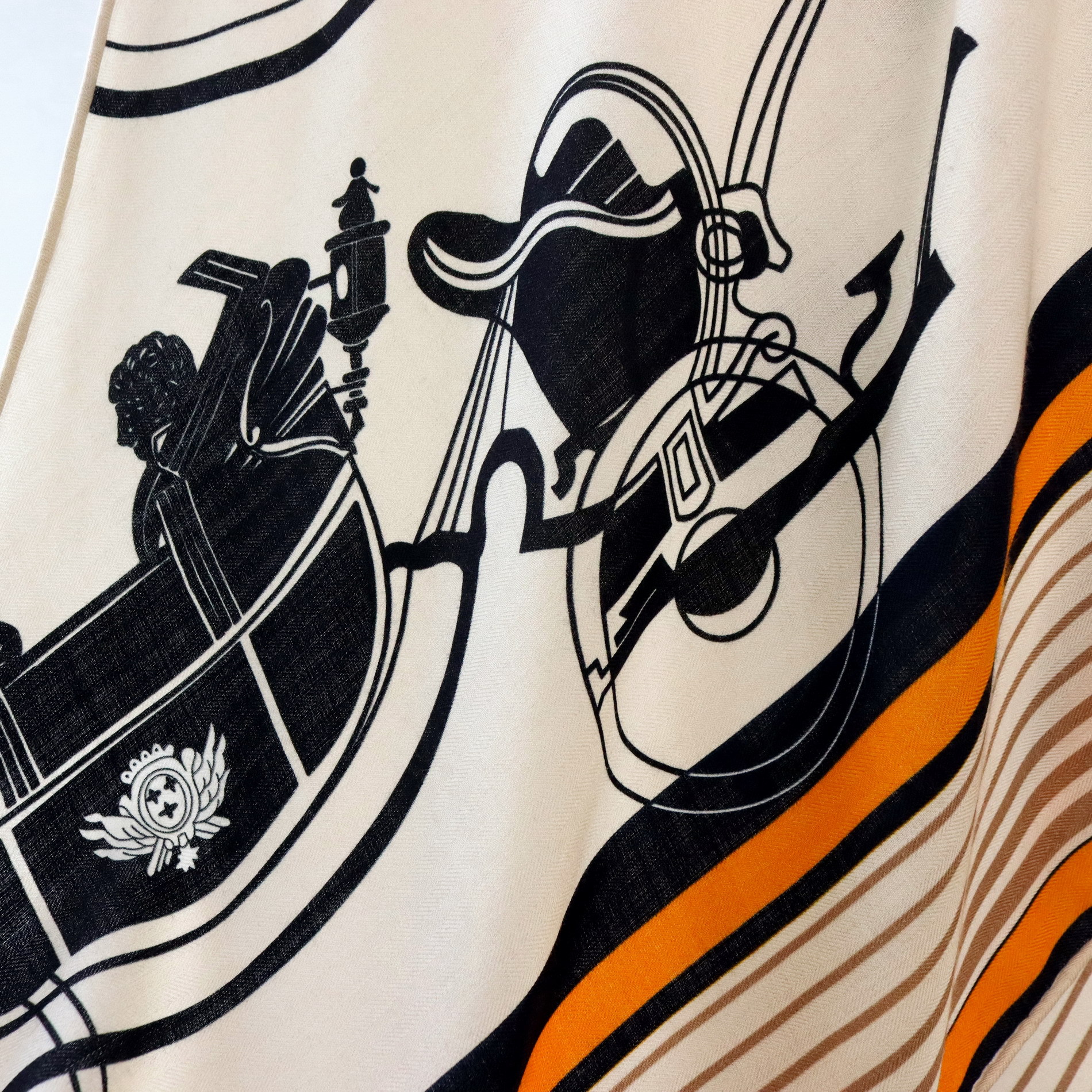 Vintage Equestrian Print Silk  - Pashmina Wrap Large incelemesi ve fiyatı