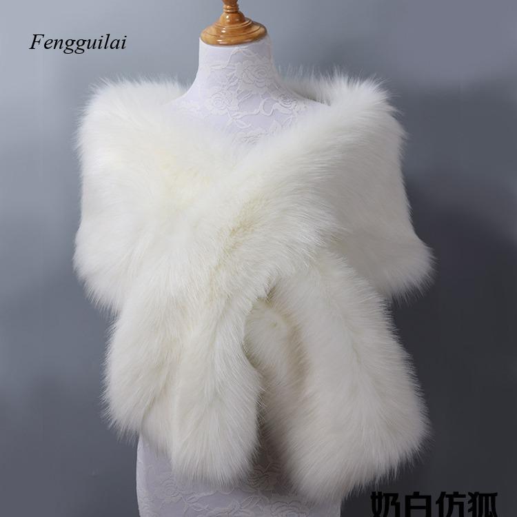 Women's White Faux Fur Shawl B - Stole Wedding Shawl incelemesi ve fiyatı