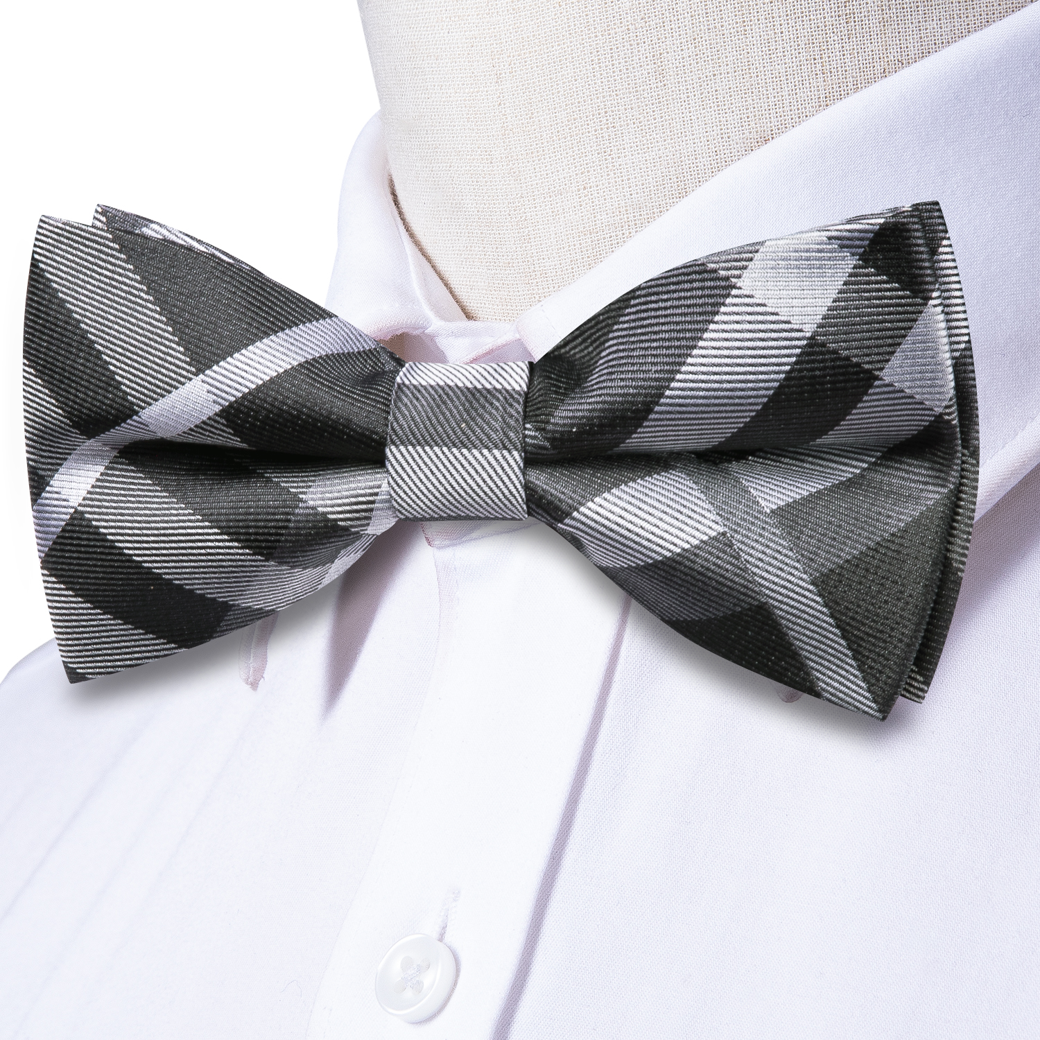 Hi-Tie Grey Plaid Jacquard Sil - Bow Tie Pre Tied incelemesi ve fiyatı