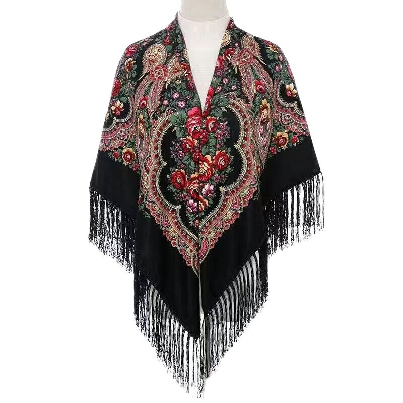 130*130cm Ethnic Printed Squar - Woven Scarf Blanket incelemesi ve fiyatı