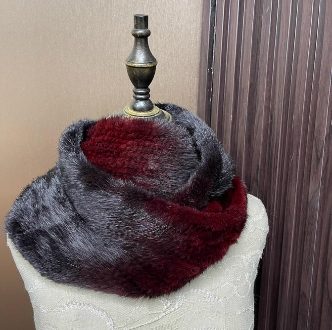 Ombre Color Genuine Mink Fur S - Infinity Scarf Knit incelemesi ve fiyatı
