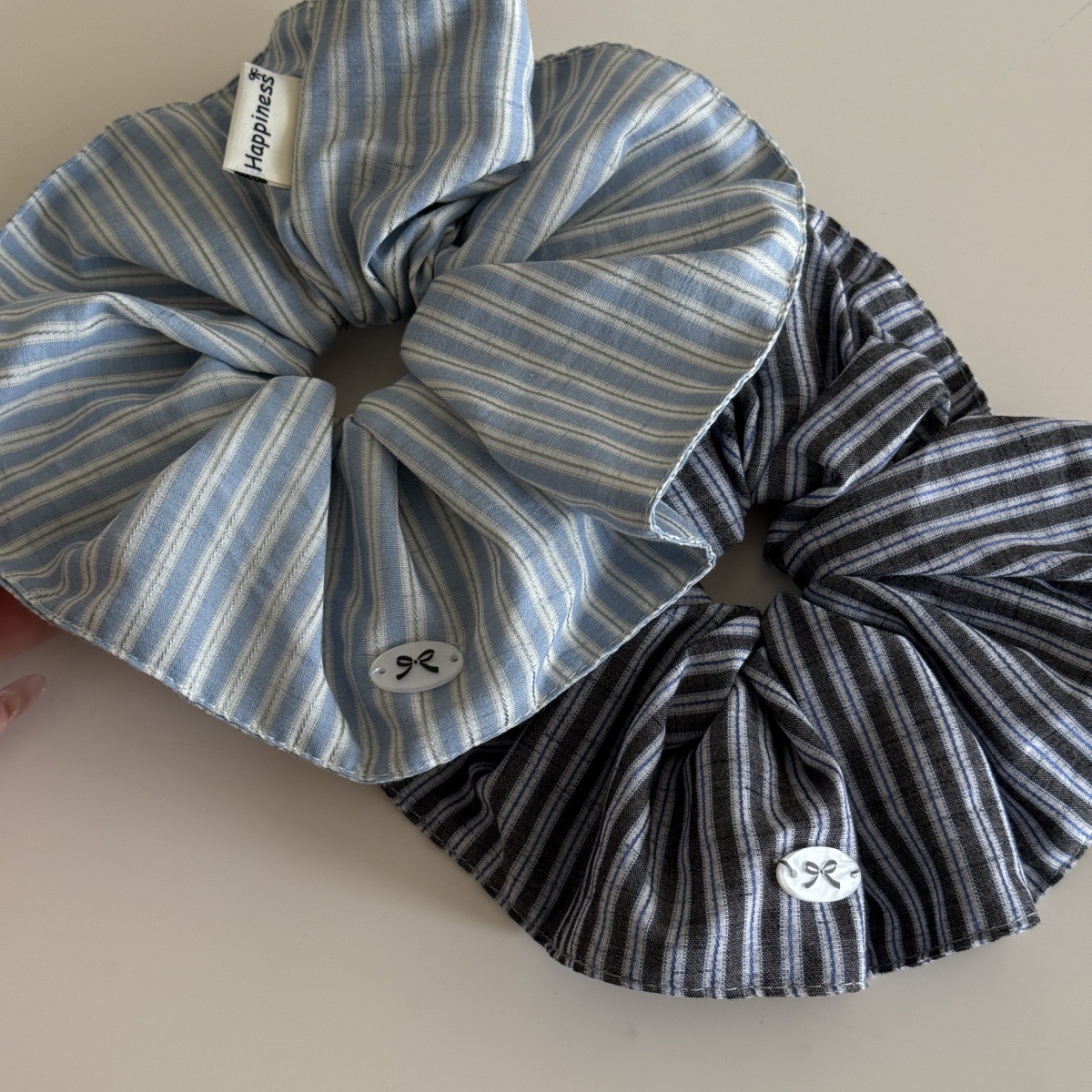 Blue Solid Color Silk Hair Ban - Silk Tie Striped incelemesi ve fiyatı