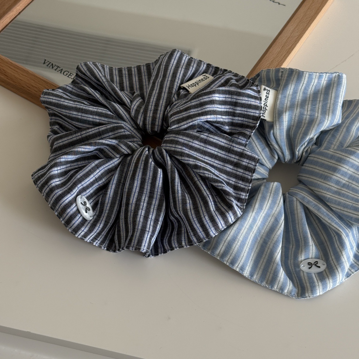 Blue Solid Color Silk Hair Ban - Silk Tie Striped incelemesi ve fiyatı