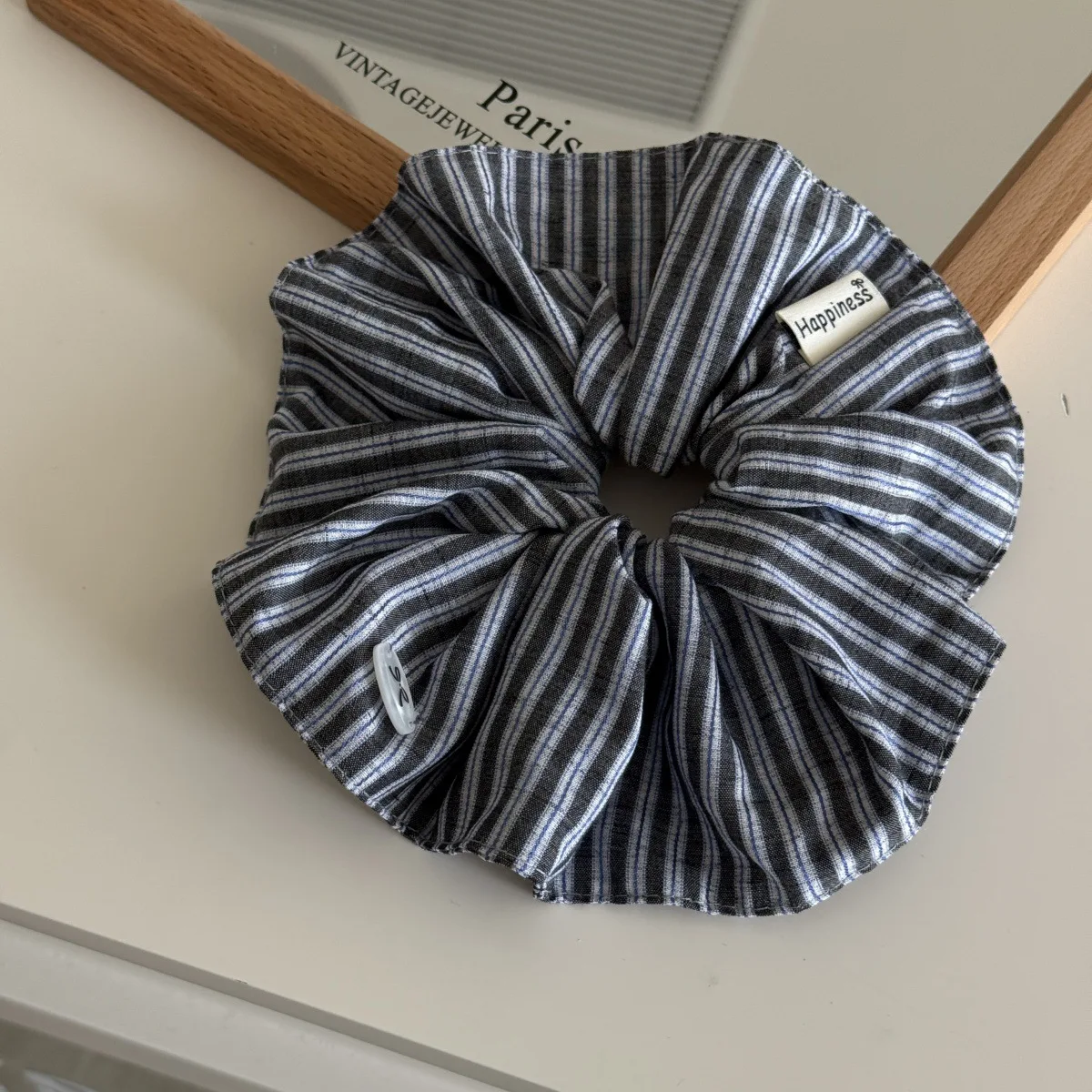 Blue Solid Color Silk Hair Ban - Silk Tie Striped incelemesi ve fiyatı
