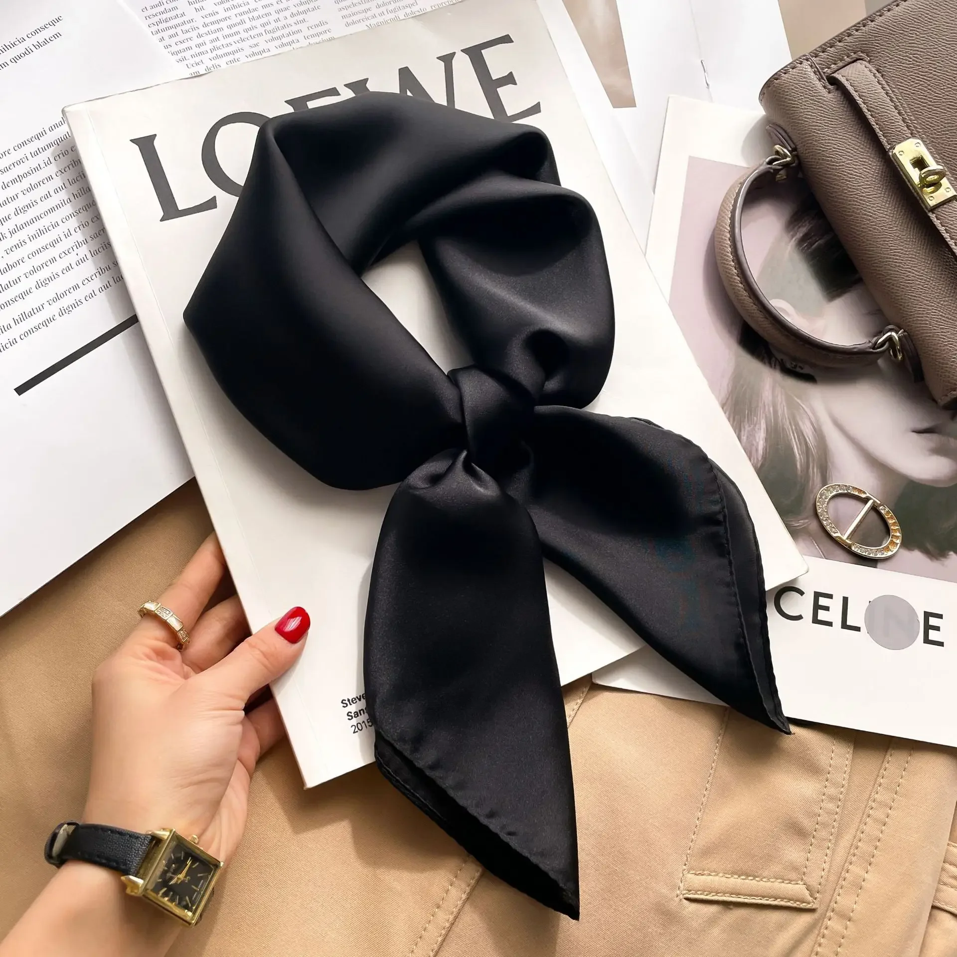 70cm Solid Colors Neckerchief  - Silk Neck Scarf incelemesi ve fiyatı