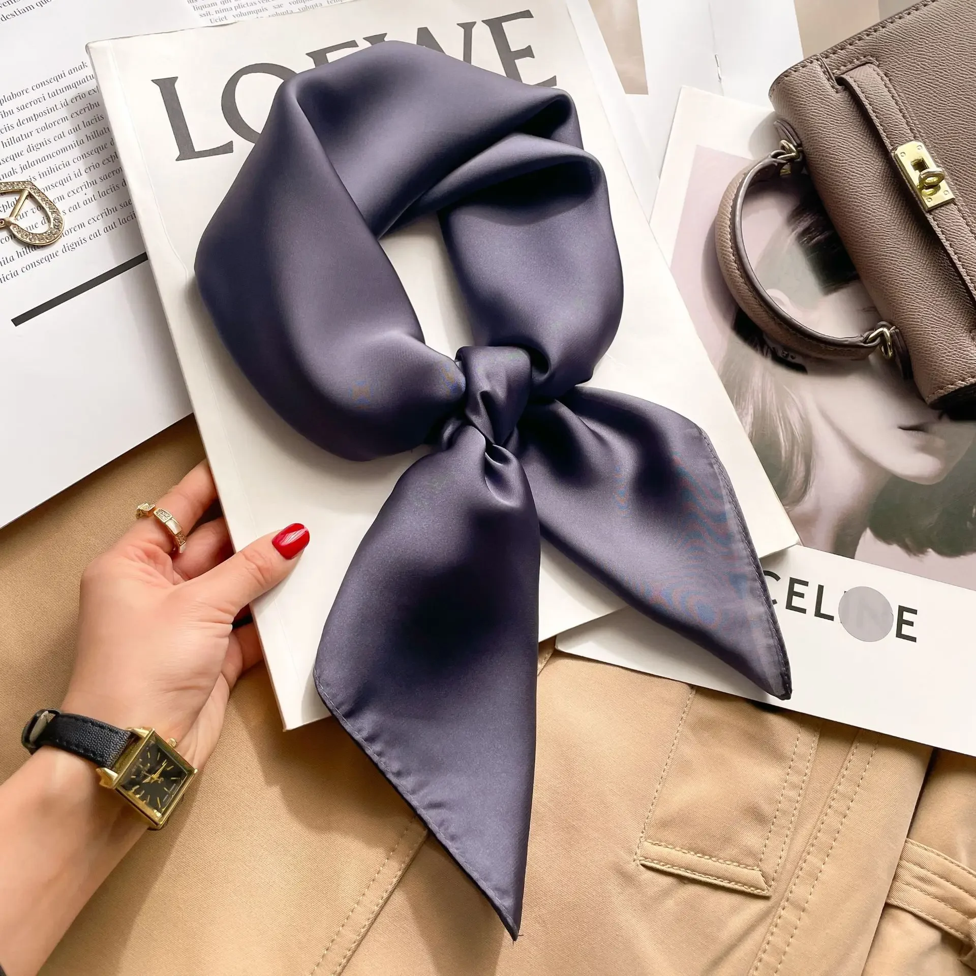 70cm Solid Colors Neckerchief  - Silk Neck Scarf incelemesi ve fiyatı