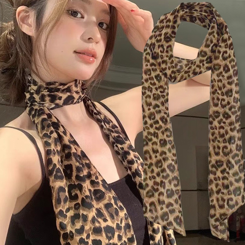 Leopard Print Scarf Retro Polk - Silk Tie Striped incelemesi ve fiyatı