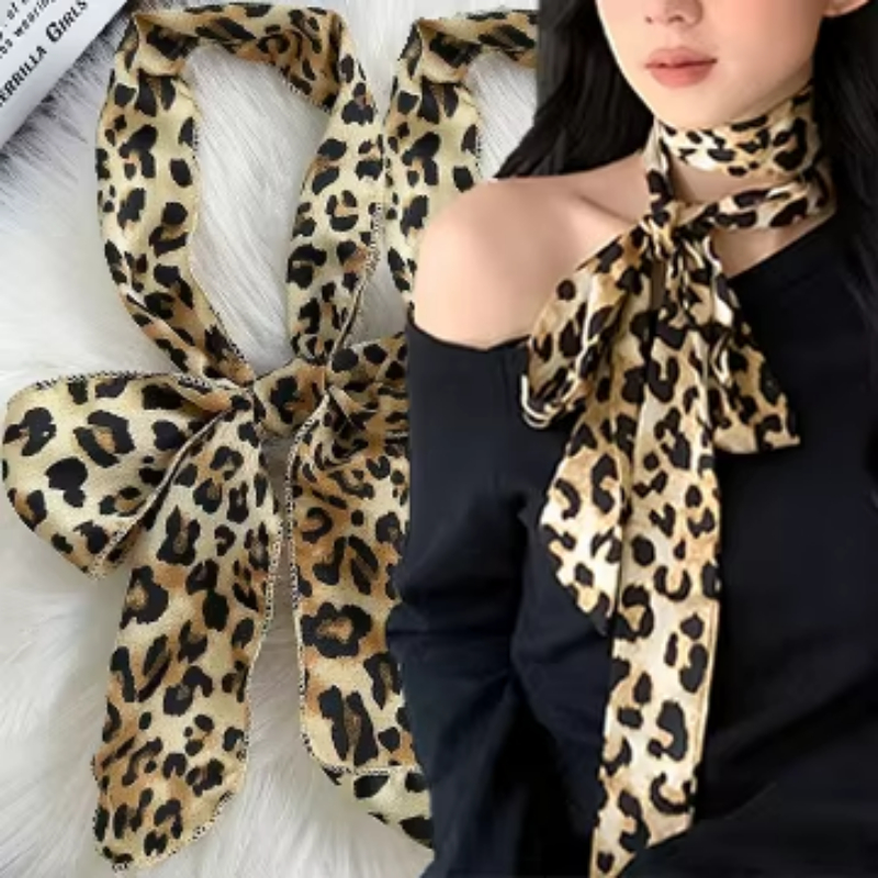 Leopard Print Scarf Retro Polk - Silk Tie Striped incelemesi ve fiyatı