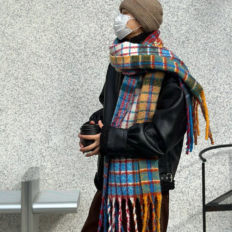 Vintage Colorful Plaid Cashmer - Muffler Men Wool incelemesi ve fiyatı