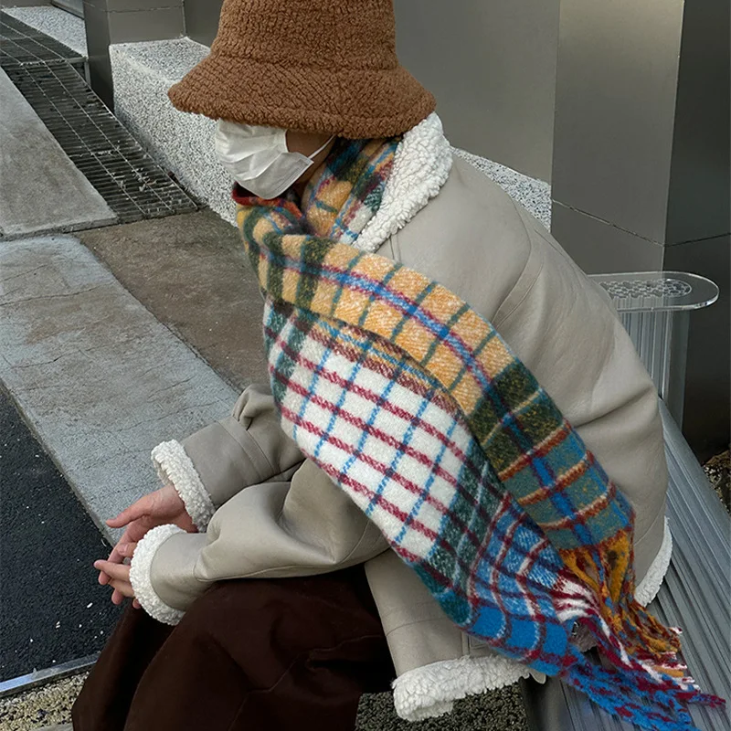 Vintage Colorful Plaid Cashmer - Muffler Men Wool incelemesi ve fiyatı