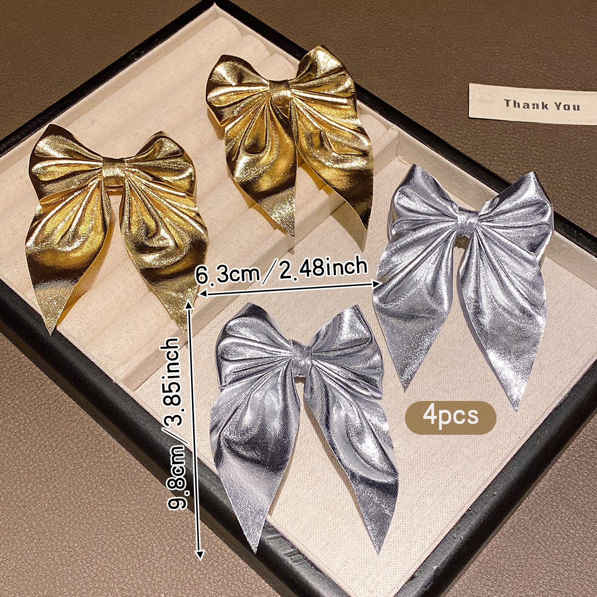 4 fashionable bow hair clips i - Tie Clip Silver incelemesi ve fiyatı