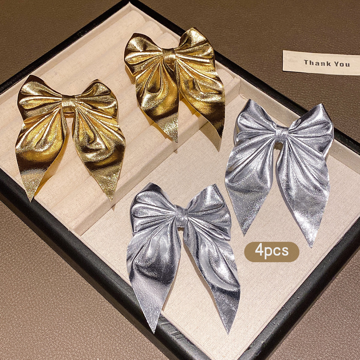 4 fashionable bow hair clips i - Tie Clip Silver incelemesi ve fiyatı