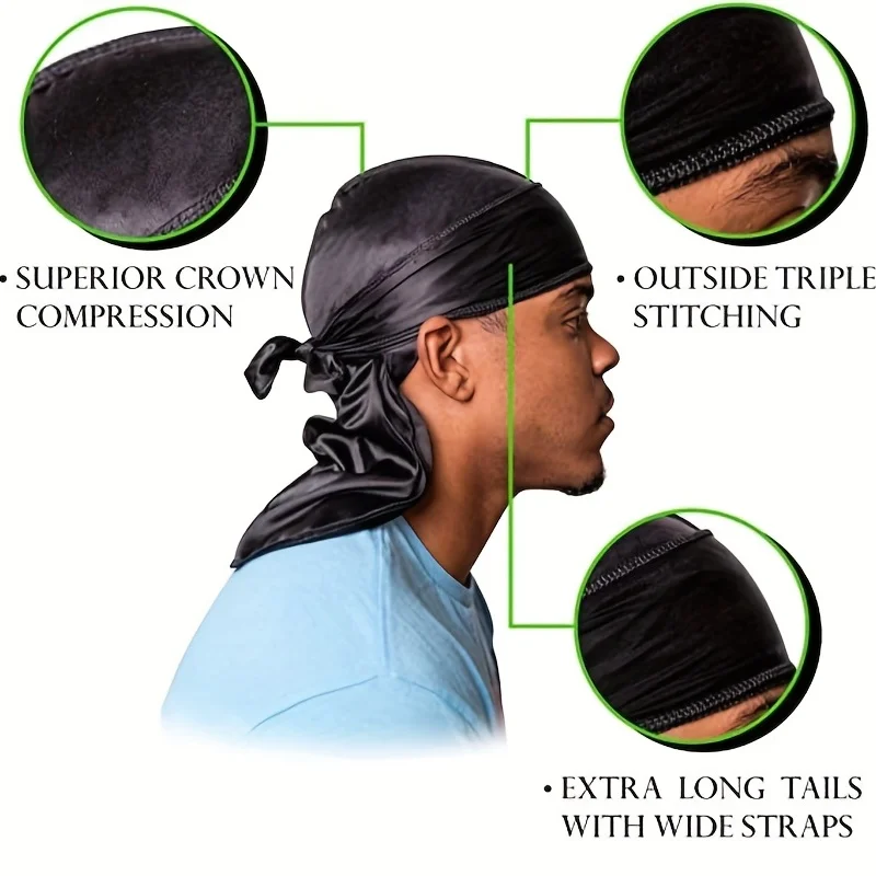 Men's Silk Durag Bonnet Bandan - Bandana Doo Rag incelemesi ve fiyatı