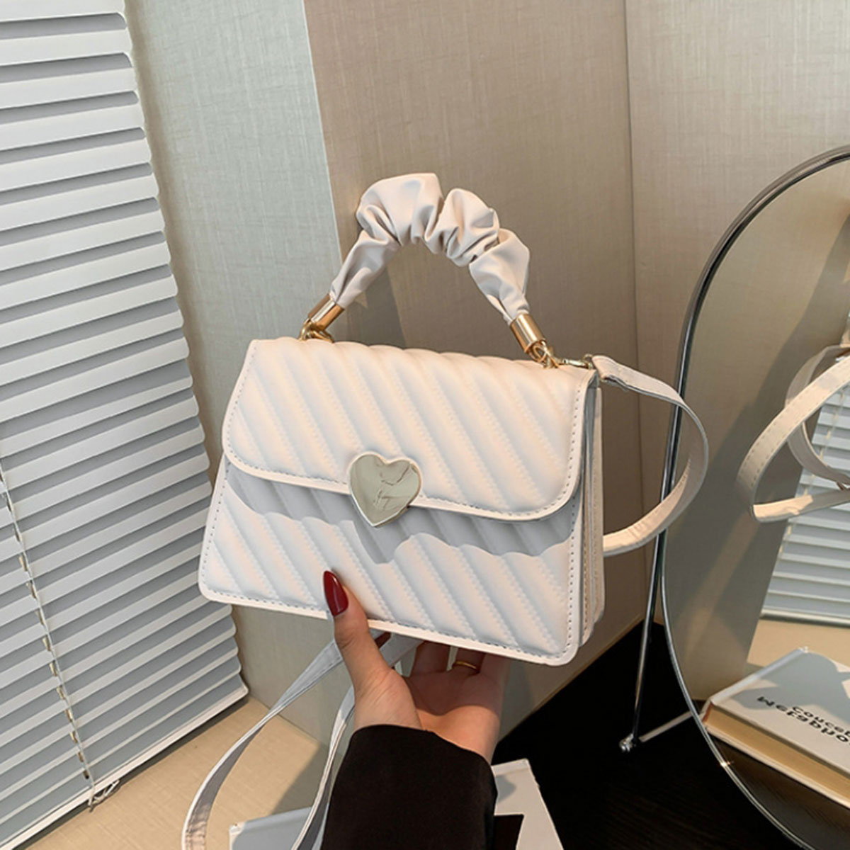 White fashion women's bag simp - Pocket Square Set incelemesi ve fiyatı