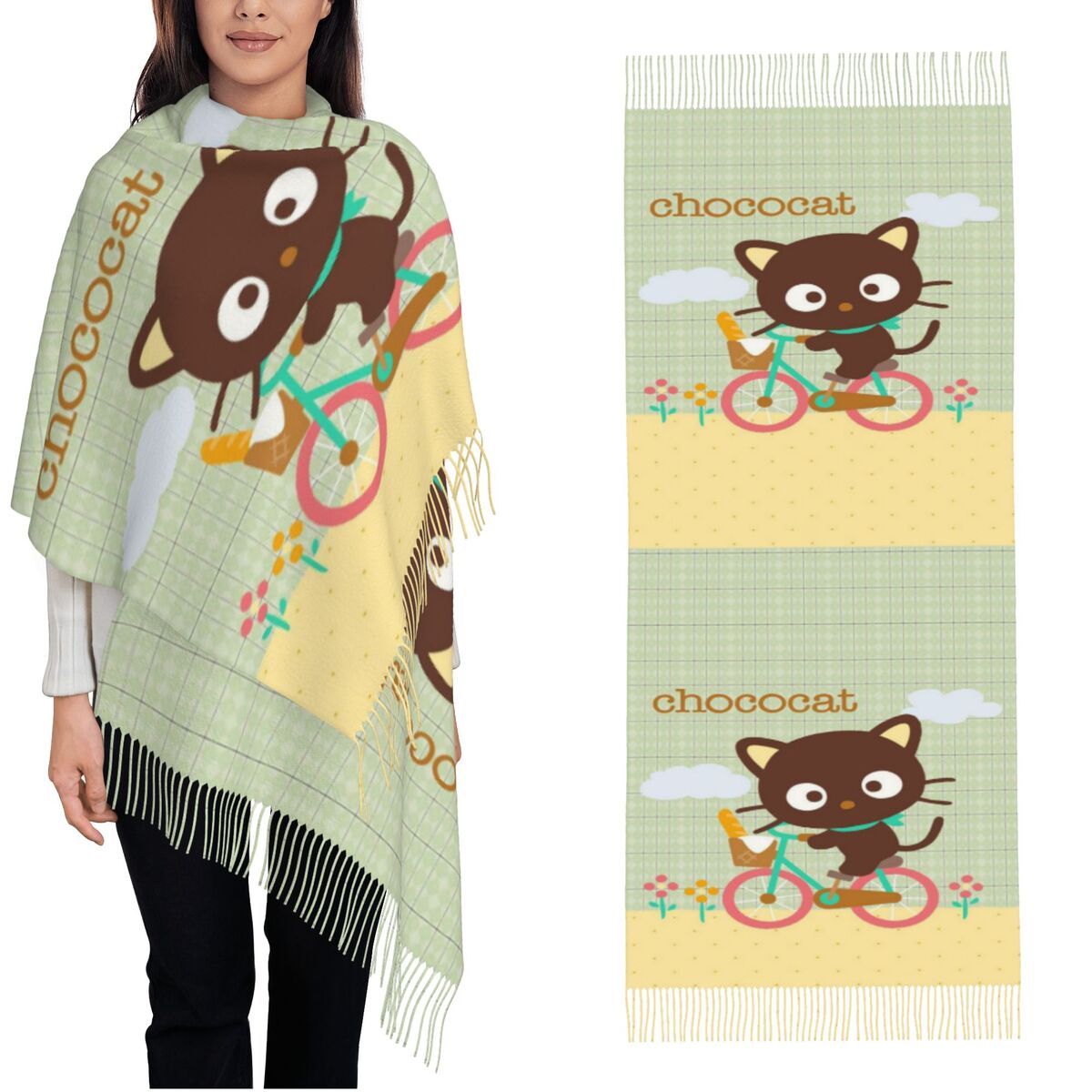 Chococats Kawaii Scarfs for Wo - Pashmina Wrap Large incelemesi ve fiyatı
