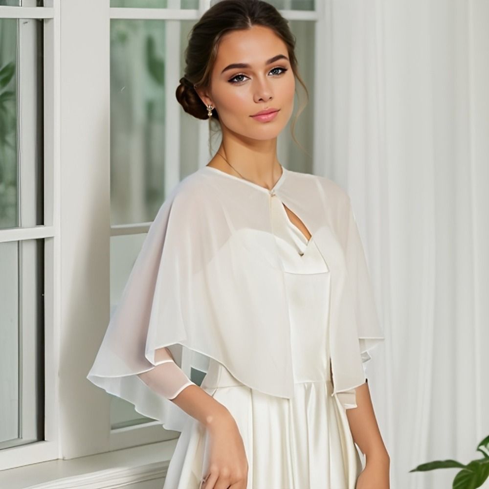 Vintage Sheer Chiffon Capelet  - Stole Wedding Shawl incelemesi ve fiyatı