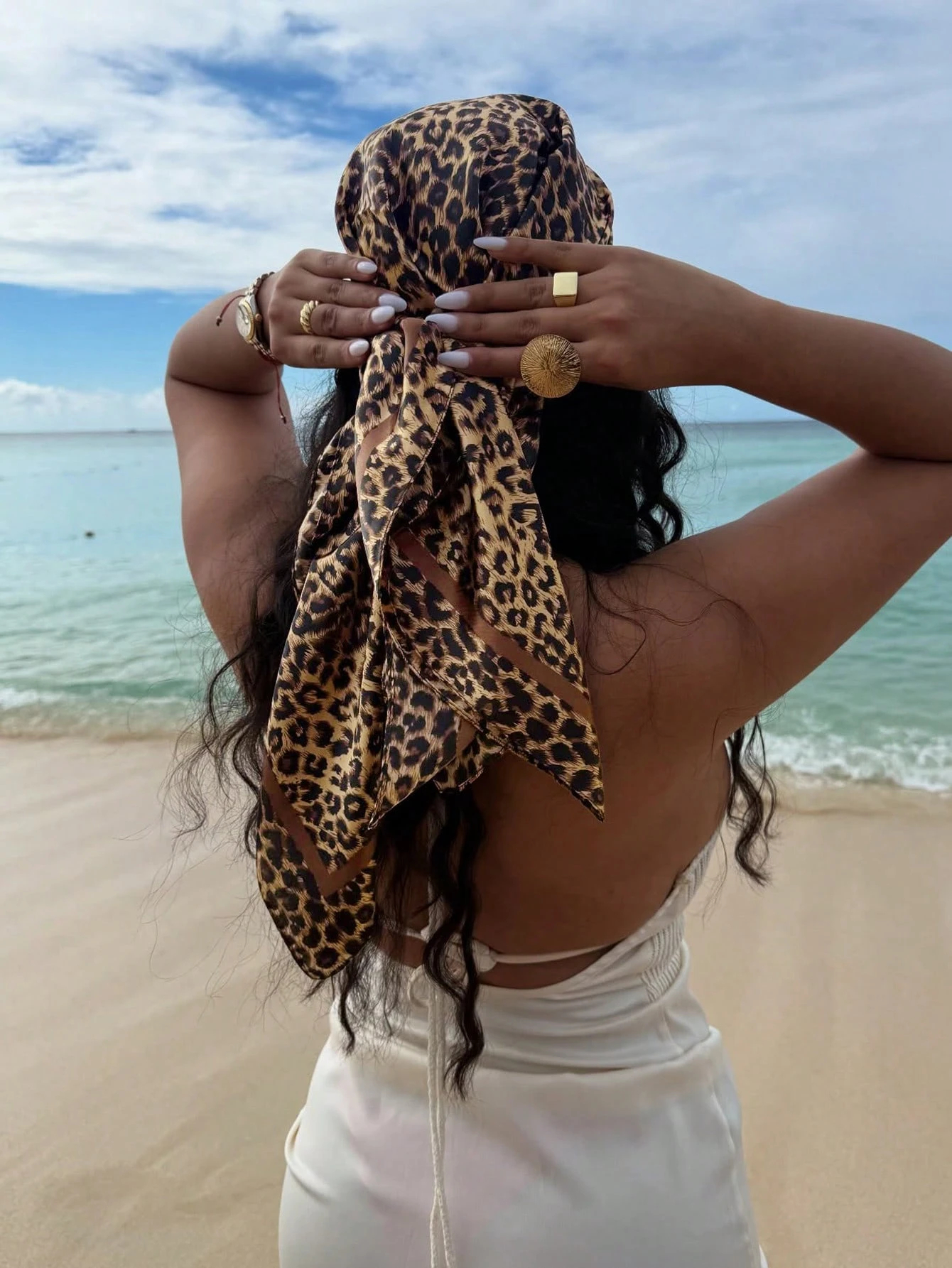 90cm Leopard Print Neckerchief - Silk Neck Scarf incelemesi ve fiyatı