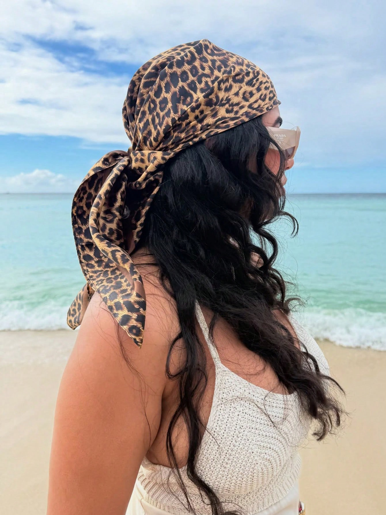 90cm Leopard Print Neckerchief - Silk Neck Scarf incelemesi ve fiyatı
