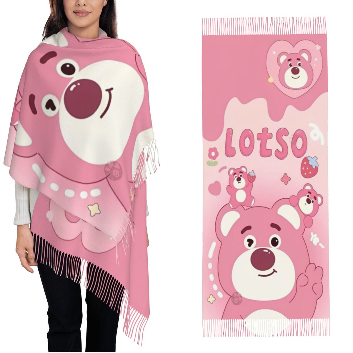 Lotso Pink Bear Women's Scarf  - Pashmina Wrap Large incelemesi ve fiyatı