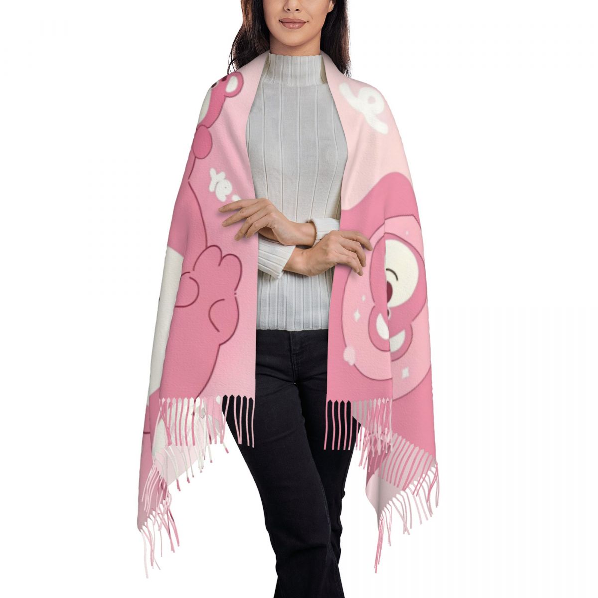 Lotso Pink Bear Women's Scarf  - Pashmina Wrap Large incelemesi ve fiyatı
