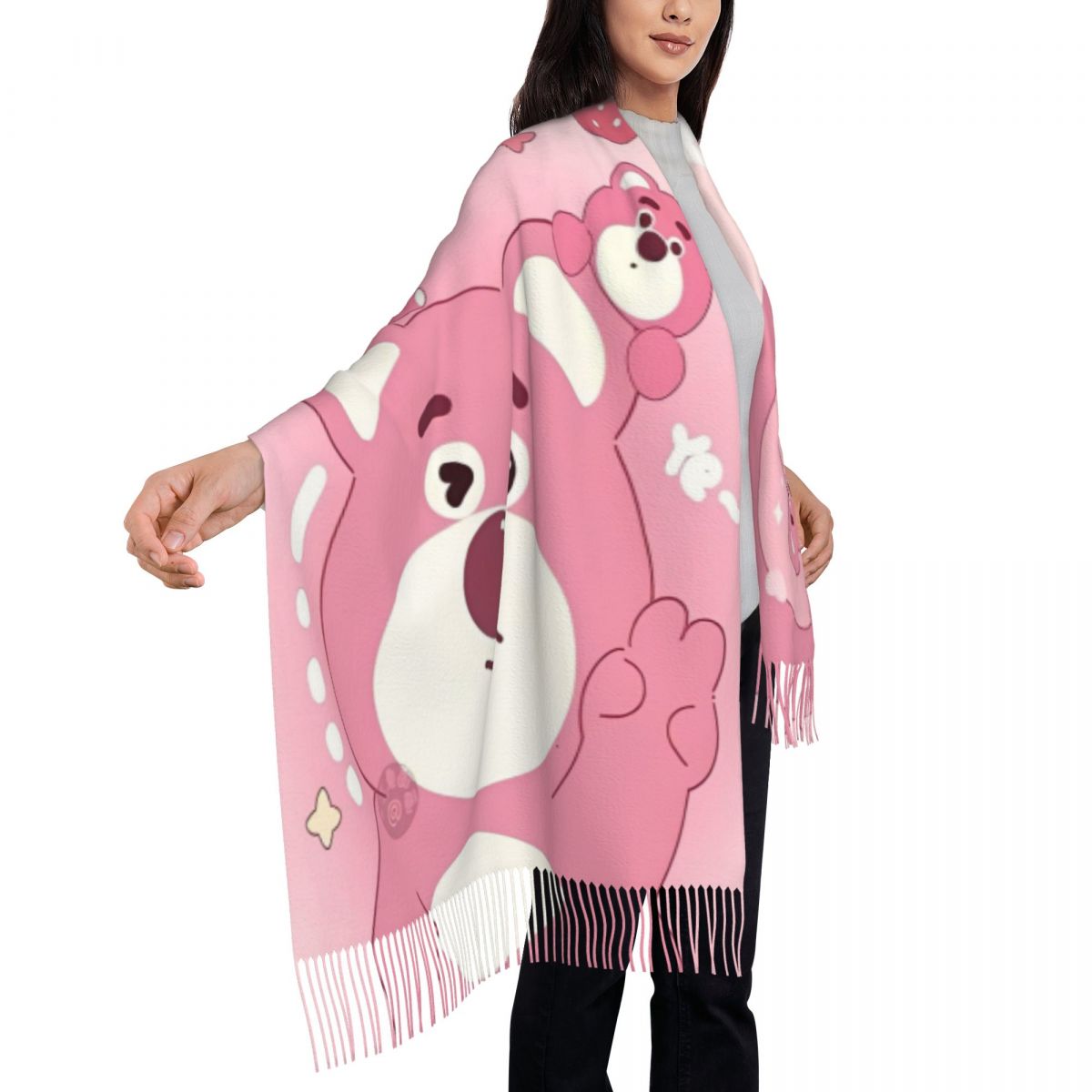 Lotso Pink Bear Women's Scarf  - Pashmina Wrap Large incelemesi ve fiyatı