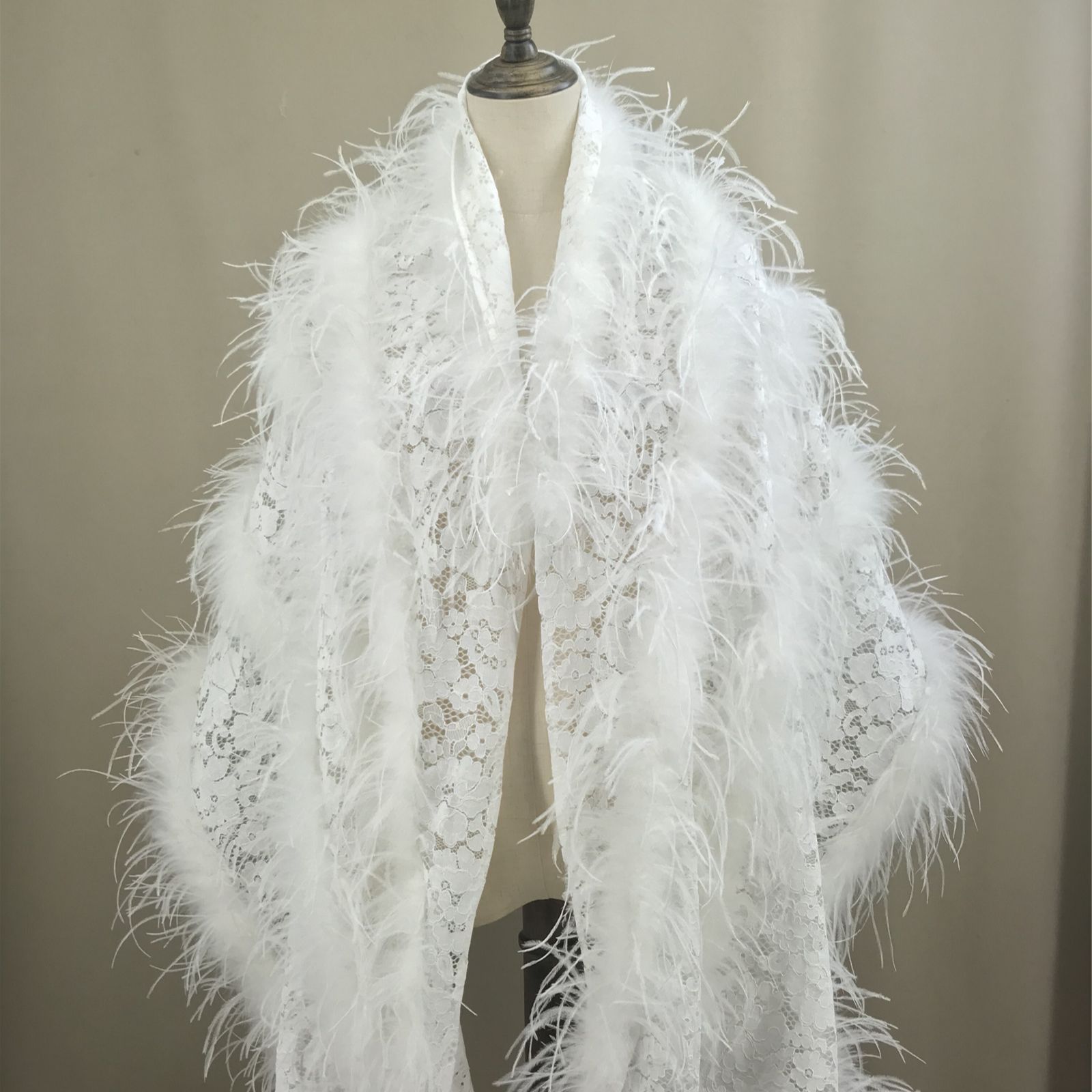 Real Ostrich Feather Lace Shaw - Stole Wedding Shawl incelemesi ve fiyatı
