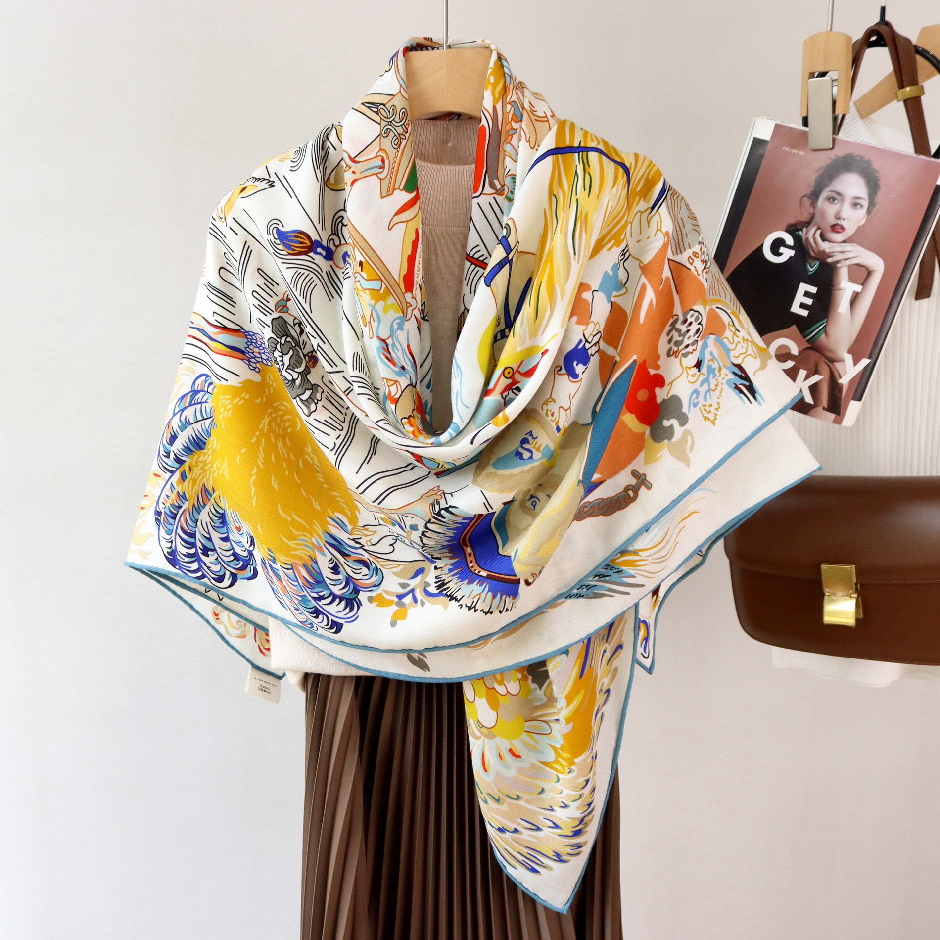 Double Print Mulberry Silk Sca - Pashmina Wrap Large incelemesi ve fiyatı