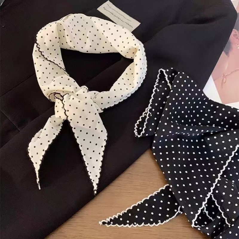 Black White Polka Dot Scarf fo - Ascot Neck Scarf incelemesi ve fiyatı