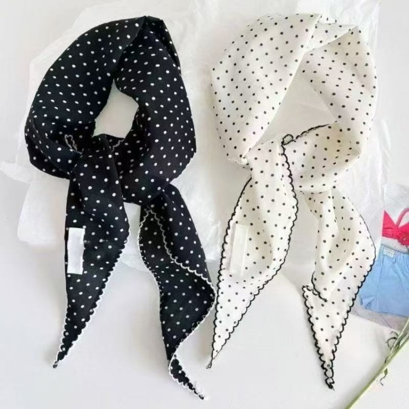 Black White Polka Dot Scarf fo - Ascot Neck Scarf incelemesi ve fiyatı