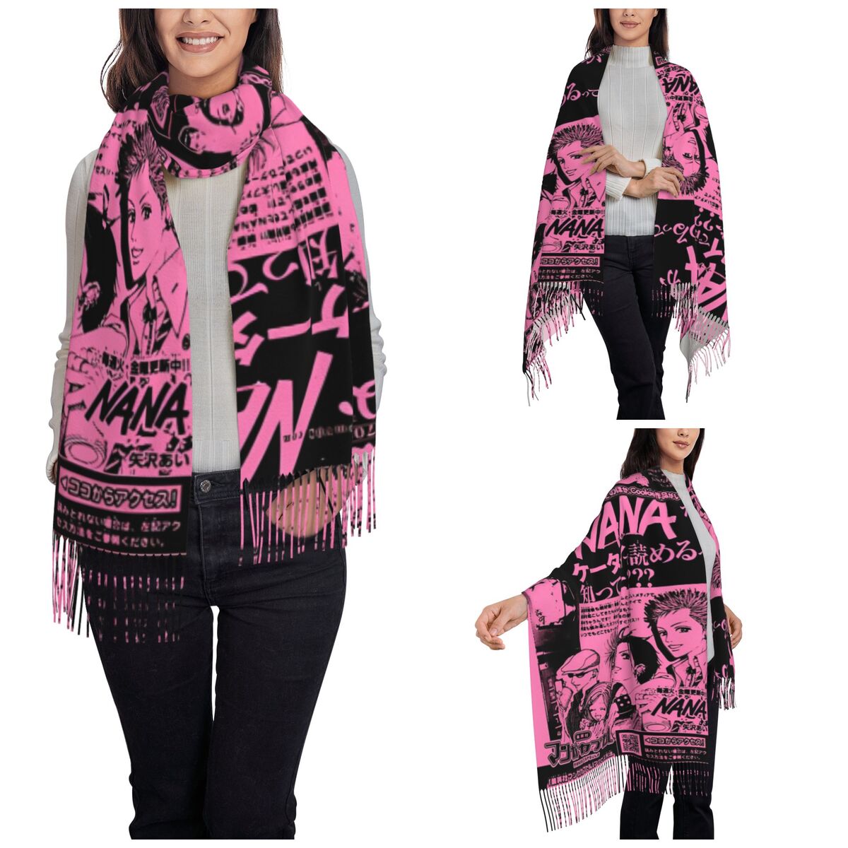 Women's Scarf with Tassel Nana - Pashmina Wrap Large incelemesi ve fiyatı