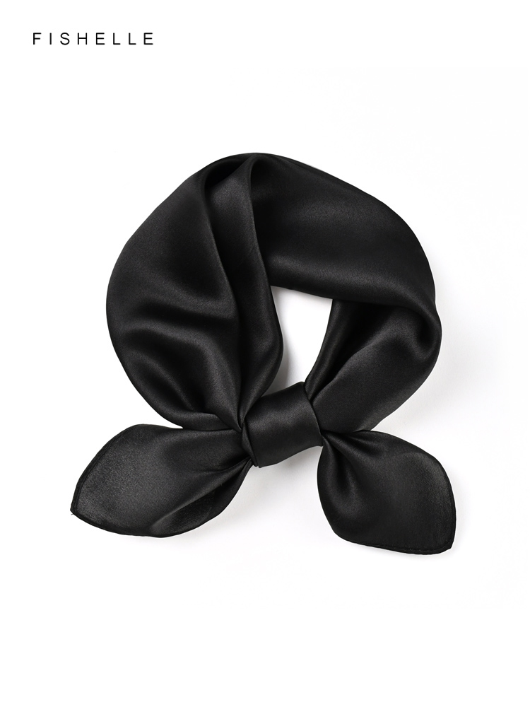 Solid color black pure silk sc - Silk Neck Scarf incelemesi ve fiyatı