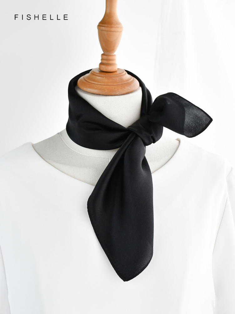 Solid color black pure silk sc - Silk Neck Scarf incelemesi ve fiyatı
