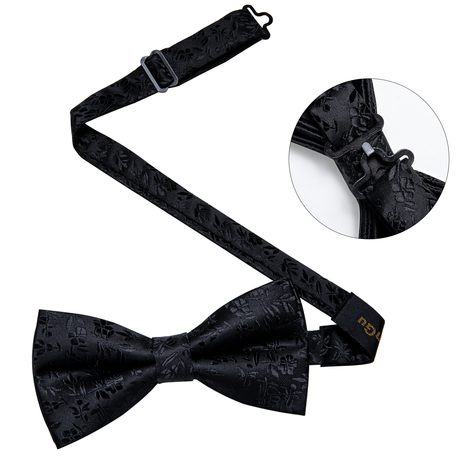 4Pcs Black Solid Floral Men's  - Bow Tie Pre Tied incelemesi ve fiyatı