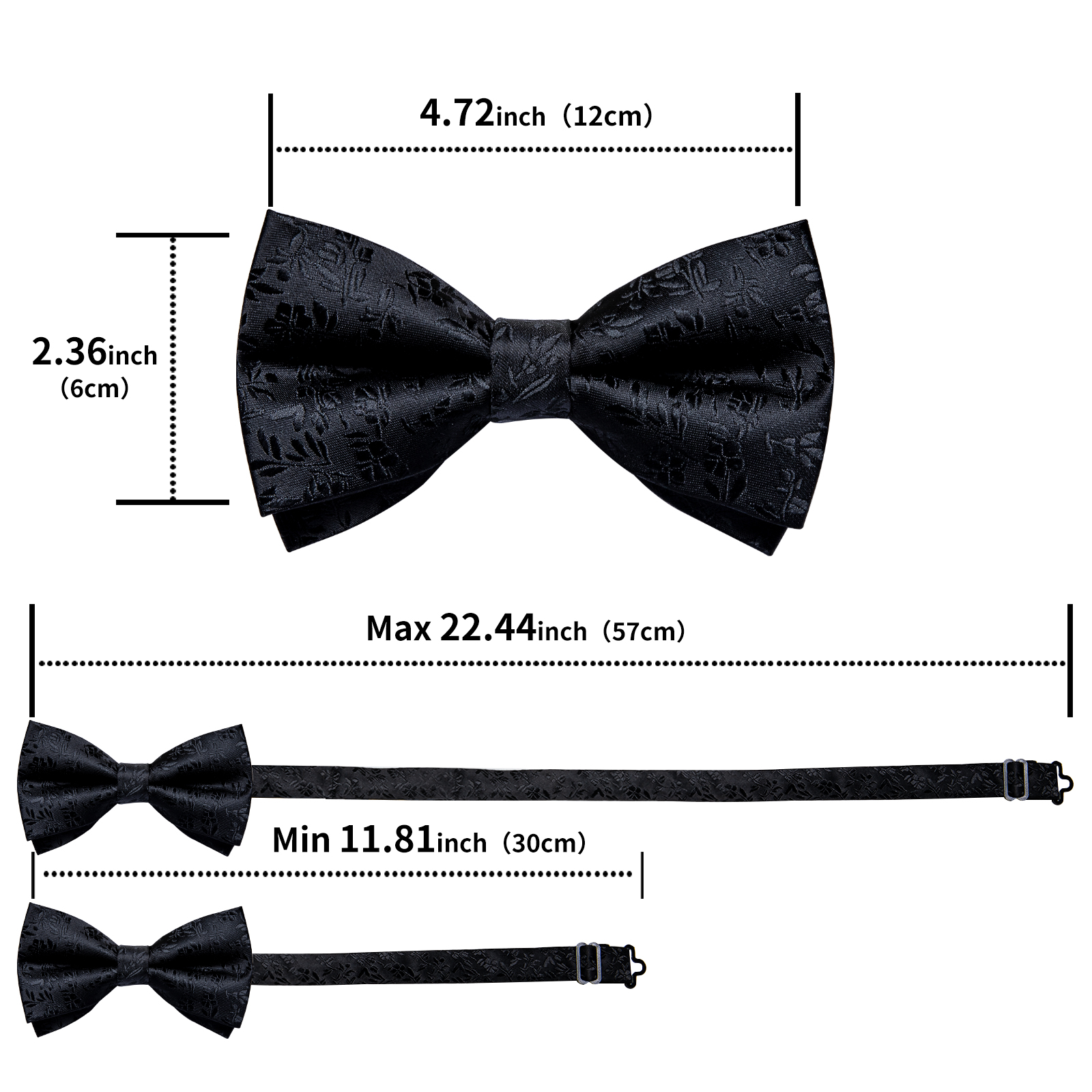 4Pcs Black Solid Floral Men's  - Bow Tie Pre Tied incelemesi ve fiyatı