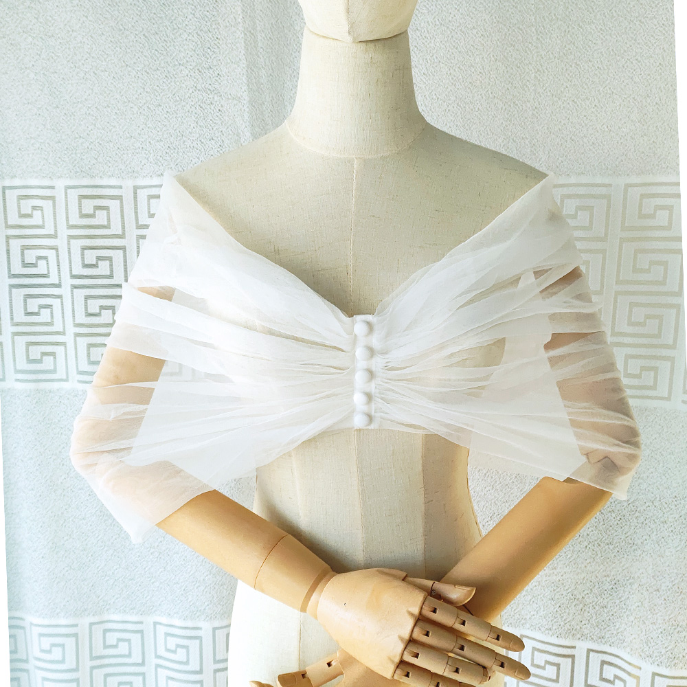 Women Pleated Tulle Sheer Wrap - Stole Wedding Shawl incelemesi ve fiyatı