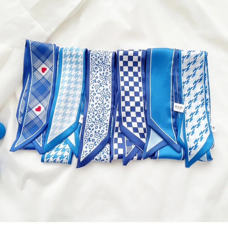 Klein blue silk scarf new chec - Silk Tie Striped incelemesi ve fiyatı