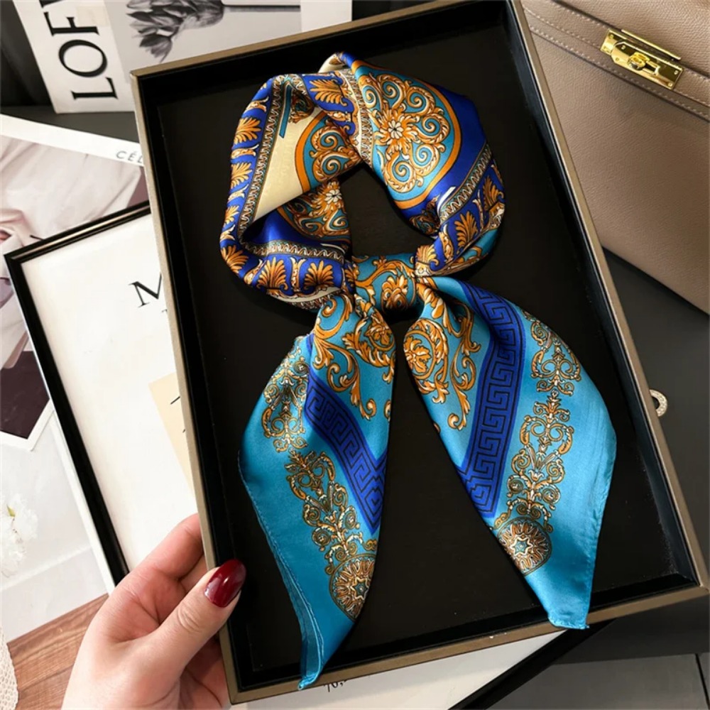 Women 70x70cm Printed Silk Pas - Ascot Neck Scarf incelemesi ve fiyatı