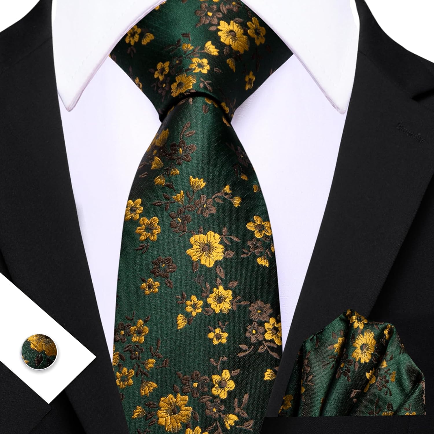 Men's Floral Paisley Silk Tie  - Pocket Square Set incelemesi ve fiyatı
